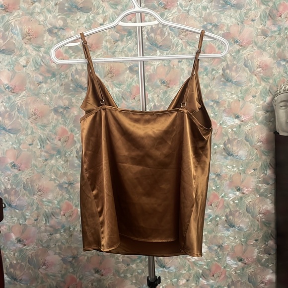 Simplee Cowl Neck Satin Tank Top - Picture 2 of 3
